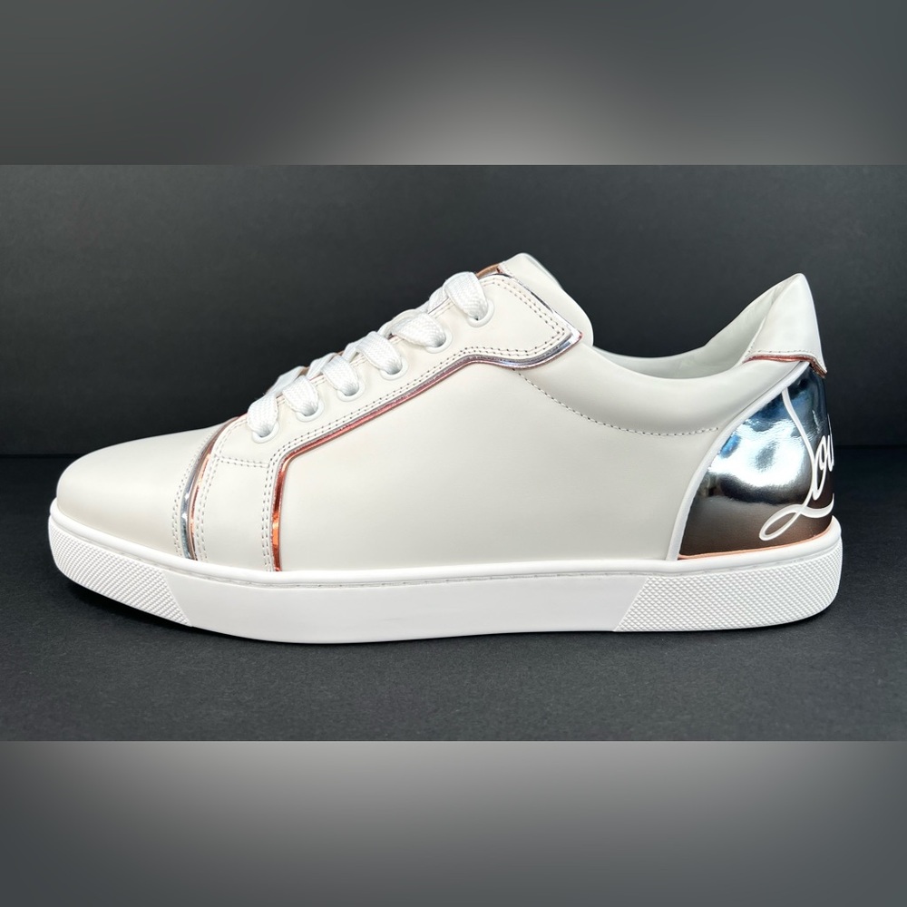 Christian Louboutin Fun Vieira Flat Logo Metallic Degrade Mirror Sneakers EU 42